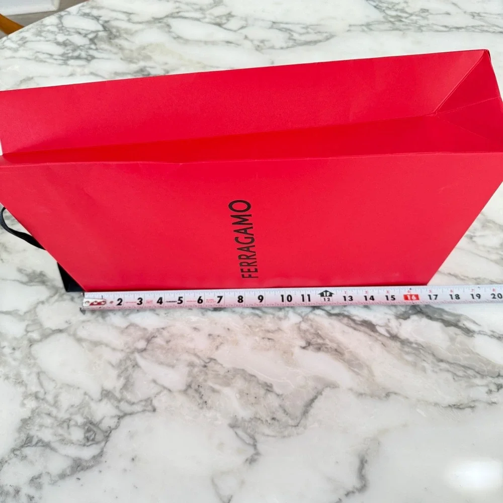 Authentic Ferragamo, Red Shopping Bag 10.5